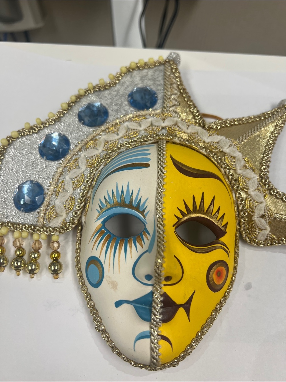 Sun & Moon Two-Tone Decorative Wall Mask - Yellow and White
